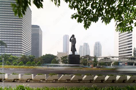 iconic general sudirman statue located  sudirman street  jakarta