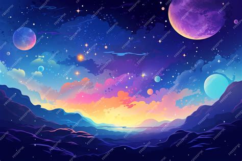 Fondo De La Galaxia De Dibujos Animados Vectoriales Foto Premium