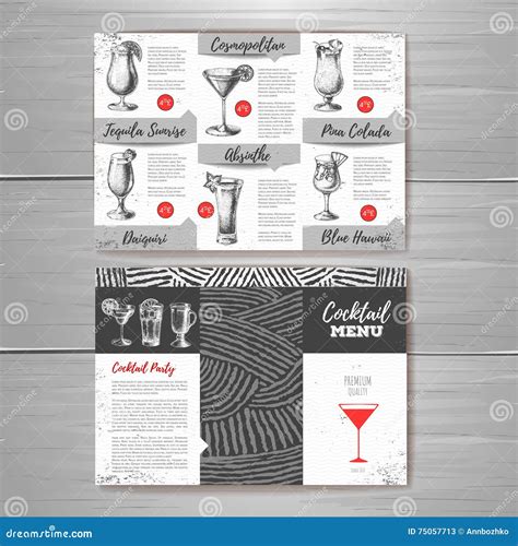 Vintage Cocktail Menu Design Stock Vector Illustration Of Background Hawaii 75057713