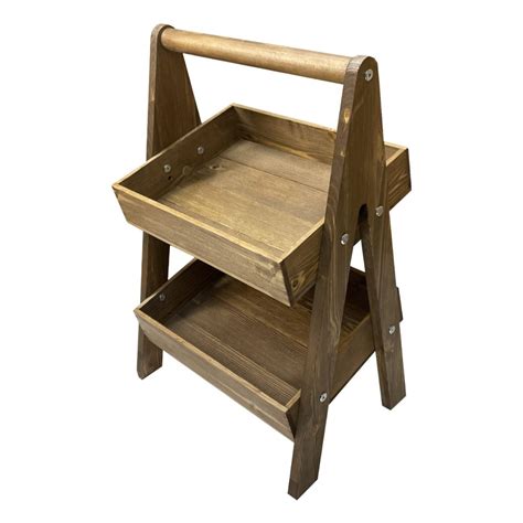 Rustic Brown 2 Tier Adjustable Wooden A Frame Display Stand