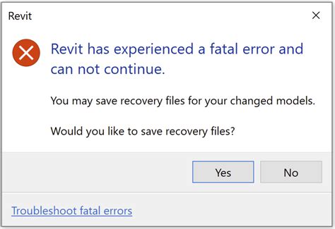 Revit Has Experienced A Fatal Error And Can Not Continue When