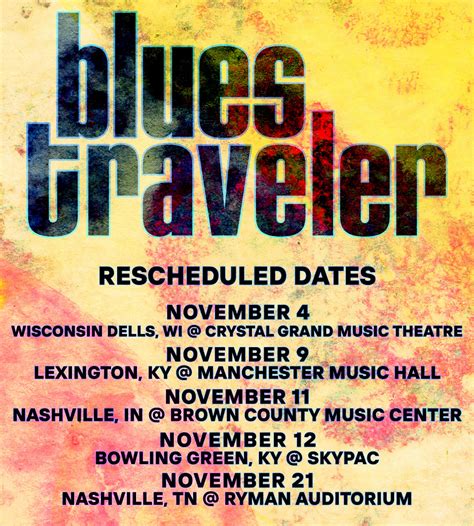 Blues Traveler on Twitter: "We are very happy to announce new dates for the concerts we had to ...