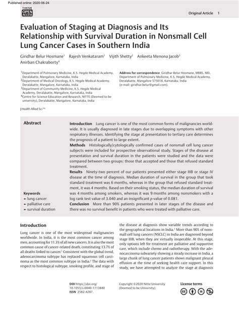 Pdf Evaluation Of Staging At Diagnosis And Its Relationship With