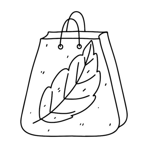 Premium Vector Eco Tote Bag With Leaf In Hand Drawn Doodle Style