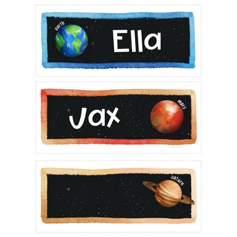 Classroom Name Tags Label Editable Cubby Name Tags Planet Themed