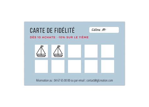 Tampon carte de fidélité Bateau Livraison Gratuite