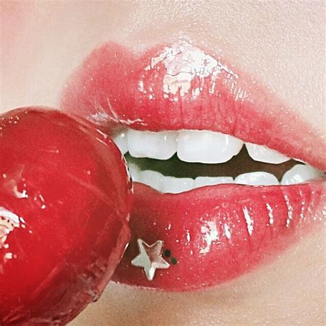 Red Lollipop Thies Tooth Gem Glossy Makeup Pretty Photos Cata Red