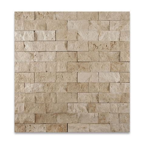 2 X 4 Ivory Travertine Split Faced Brick Mosaic Tile Travertine