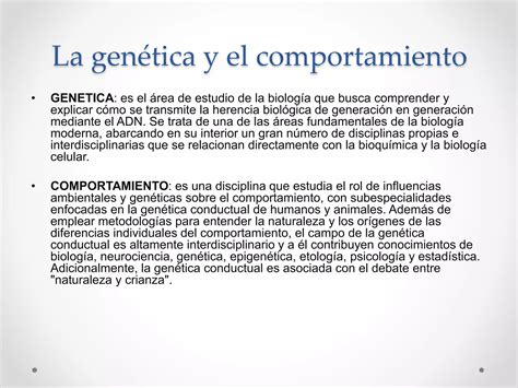 Relaci N Entre Gen Tica Y Comportamiento Ppt