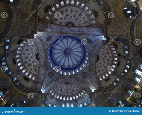 Interior Of The Blue Mosque Ceiling Dome Blue Patterns Decorate The