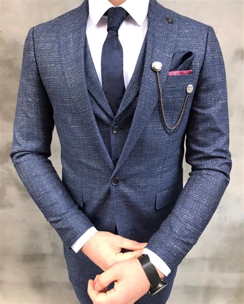 Crofton Blue Slim Fit Wool Suit Bespoke Daily