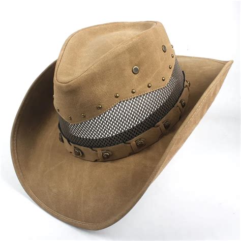 Real Leather Men Cowboy Hat Western Hat For Autumn Gentleman Sombrero