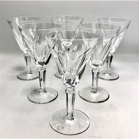 Vintage Waterford Sheila Pattern Crystal White Wine Glasses Set Of 6 Chairish