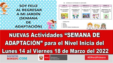 NUEVAS Actividades SEMANA DE ADAPTACIÓN para el Nivel Inicia del