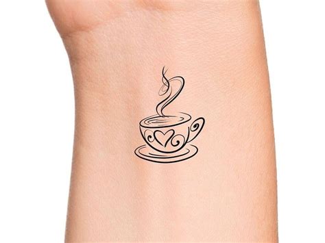 Coffee Cup Love Temporary Tattoo Coffee Tattoo Tea Tattoo Etsy