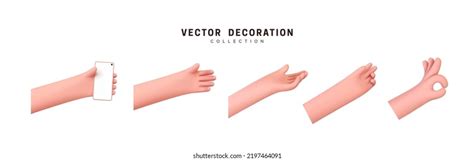 Hands Set Realistic D Design Cartoon Stock Vector Royalty Free