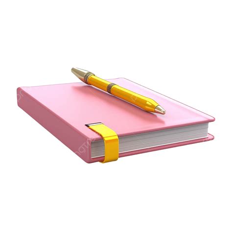 Caderno D Rosa Marcador Amarelo Renderiza O Em D Png D Livro