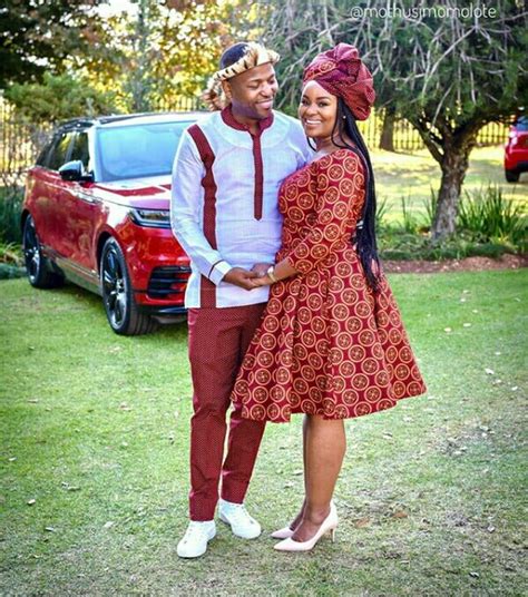 Clipkulture | Sotho Couple In Beautiful Seshoeshoe Print Traditional Attire