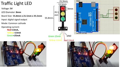 Arduino Uno Traffic Light Led Red Yellow Green Youtube