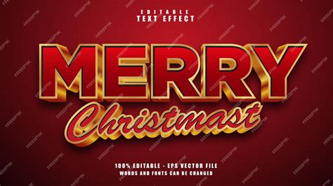 Premium Vector Merry Christmas Text Effect Free Vector