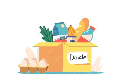 Premium Vector Food Donation Charity And Humanitarian Aid Concept