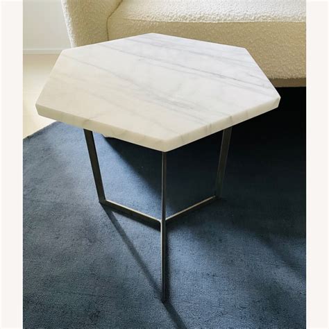 West Elm White Marble Hex Side Tables Aptdeco