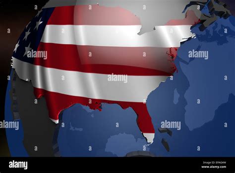 United States of America USA Flag in the Shape of the Country Map in a ...