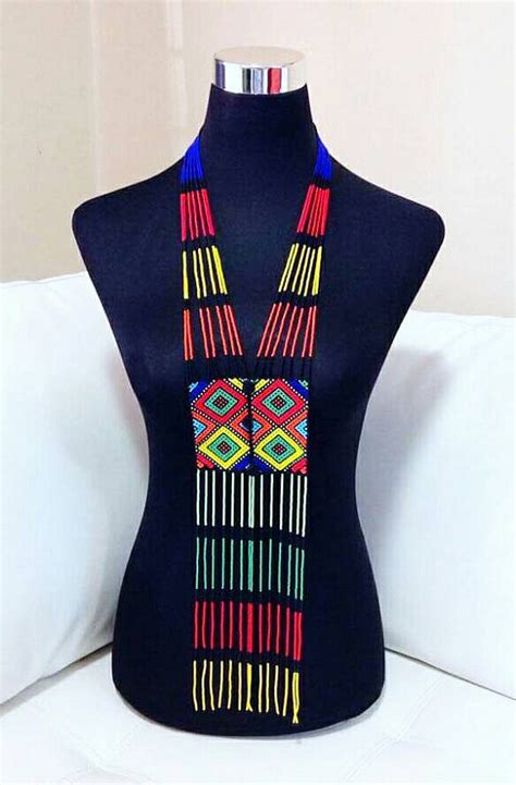 Ndebele beaded tie necklace. | African traditional wear, Fabric ...