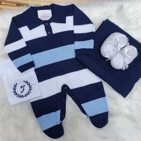 Saída Maternidade Menino Gola Polo Azul MIx no Elo7 Amore Moda Bebe