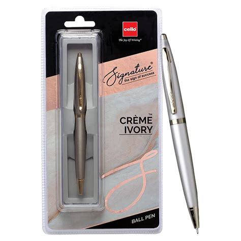 Cello - Signature Creme Ivory Ball Pen - Blue