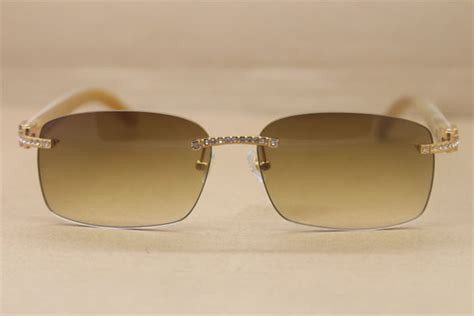 Hot Cartier Rimless Diamond Glasses Brand 8200759 Buffalo Horn