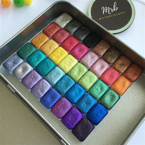 Handmade Watercolor Paints Set Mica Metallic Watercolors Etsy