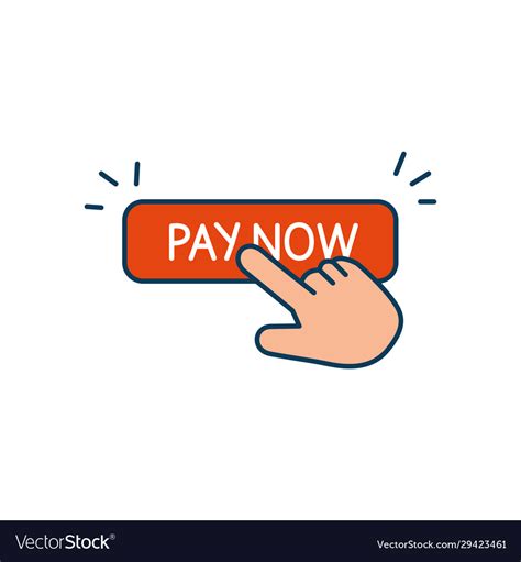 Button Pay Now With Hand Cursor Isolated Icon Vector Image