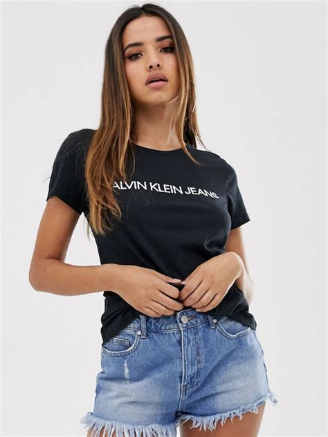 Calvin Klein Institutional Logo Γυναικείο T Shirt Μαύρο J20j207879 099