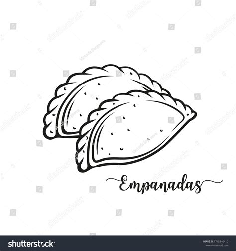 Empanadas Fried Pie Outline Vector Illustration Stock Vector Royalty