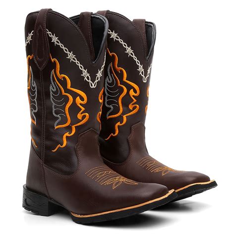 Bota Botina Texana Country Masculina Arame Em Couro Legitimo Bordado