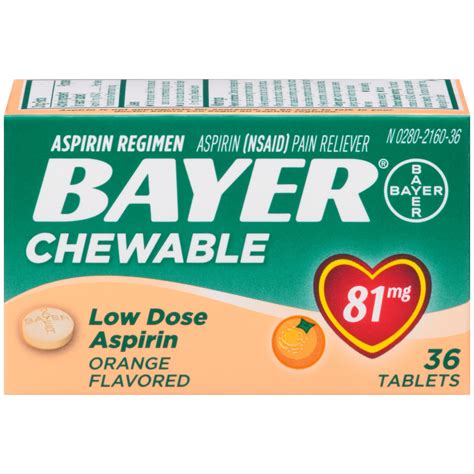bayer  dose aspirin  mg chewable tablets  ct
