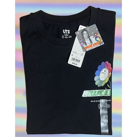 【全新現貨】uniqlo 女s黑小花短t 2020 Billie Eilish 怪奇比莉x村上隆 蝦皮購物