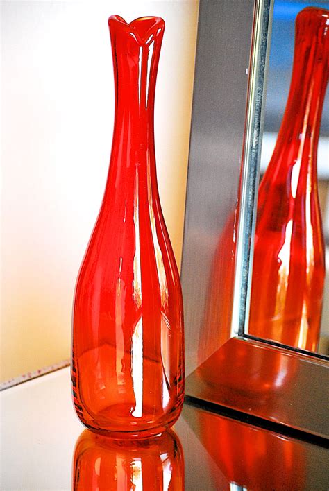 Vintage Blenko Hand Blown Glass Vase Designed By Joel Myers As Seen In The 1964 Catalog 64a