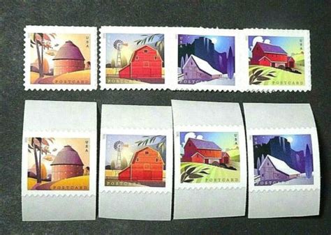 Us Barns Postcard Rate C Stamps Singles Pane Coil W Excess