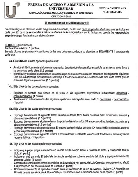 Revelado El Examen De Selectividad De Lengua De Andaluc A Ideal