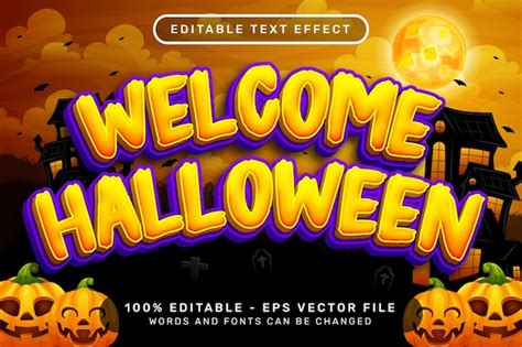 Efecto De Texto De Bienvenida De Halloween Y Efecto De Texto Editable