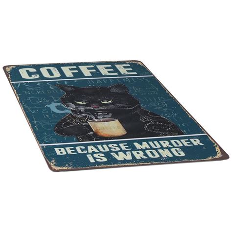 Metal Black Cat Coffee Metal Sign Kitchen Signs Wall Decor Home EBay