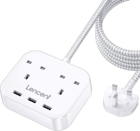 Lencent Mini Extension Lead With Usb Port Way Outlets Power Strip