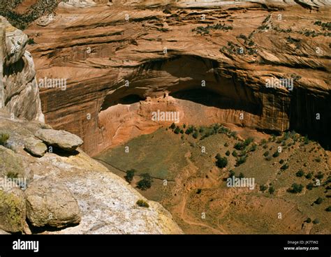 Anasazi Cliff Dwellings In Mummy Cave In The Sandstone Wall Of Canyon