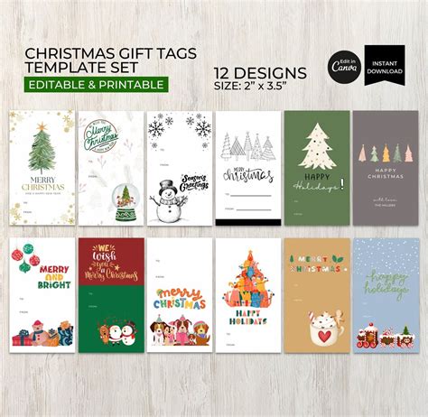 Christmas Gift Tags Template Editable Printable Holiday Gift - Etsy