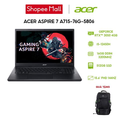 Laptop Acer Aspire A G I H Gb Gb Rtx Gb