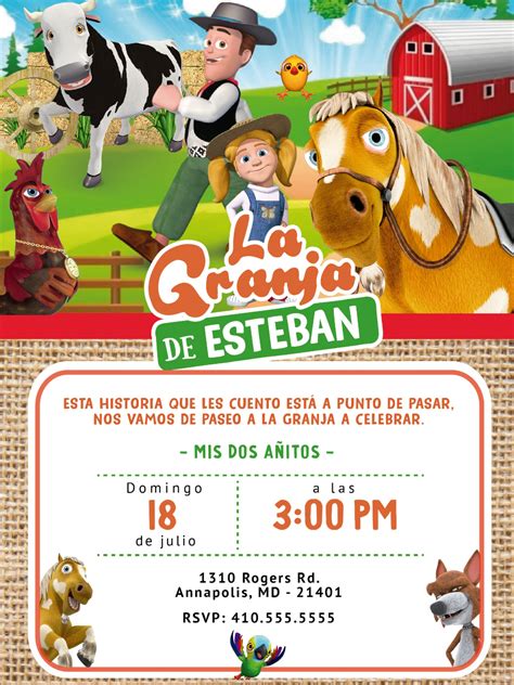 Granja De Zenon Invitacion Invitacion Personalizada Zenon The Farmer Invitation Zeno Farm