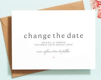 Postponed Wedding Cards Wedding Change The Date Cancellation Etsy