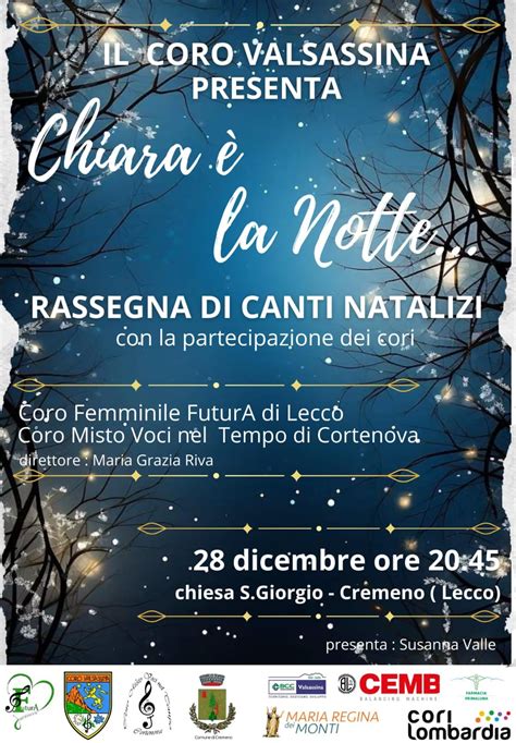 Concerto Coro Valsassina Chiara è la Notte Lago di Como e Valsassina